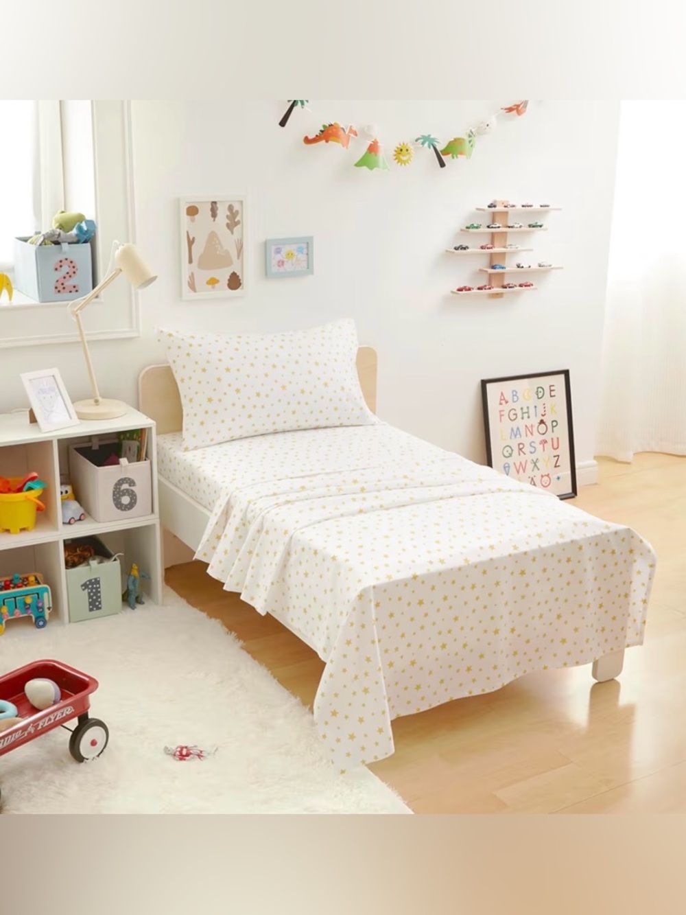 White Star-Print Twin Bed Sheet Set - Brand